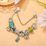 Peacock Feather and Bells Charm Bracelet DIY Christmas Tree Bead Bracelet