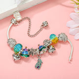 Peacock Feather and Bells Charm Bracelet DIY Christmas Tree Bead Bracelet
