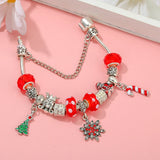 Red Crystal Snowflake Beads Charm Bracelet & Santa Claus Bangle