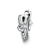 925 Sterling Silver Animal Footprint Cat Heart Spacer Charm