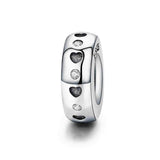 925 Sterling Silver Animal Footprint Cat Heart Spacer Charm