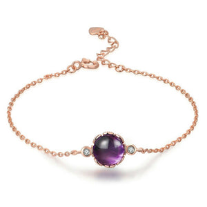 Double Layer Pink Stone Crystal 925 Silver Bracelet Girl Lucky Charm