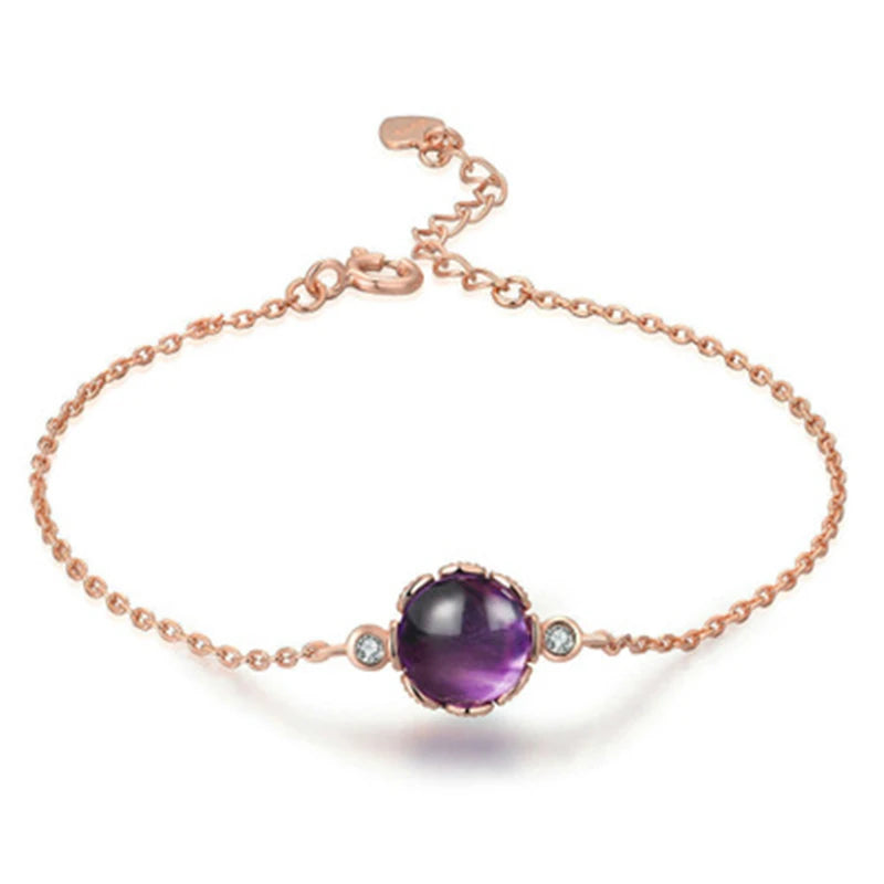 Double Layer Pink Stone Crystal 925 Silver Bracelet Girl Lucky Charm