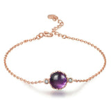 Double Layer Pink Stone Crystal 925 Silver Bracelet Girl Lucky Charm