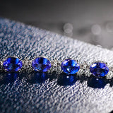 925 Silver Bracelet With Sapphire Gemstone Lady Jewelry Gift