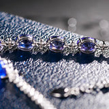 925 Silver Bracelet With Sapphire Gemstone Lady Jewelry Gift