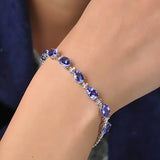 925 Silver Bracelet With Sapphire Gemstone Lady Jewelry Gift
