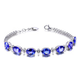 925 Silver Bracelet With Sapphire Gemstone Lady Jewelry Gift