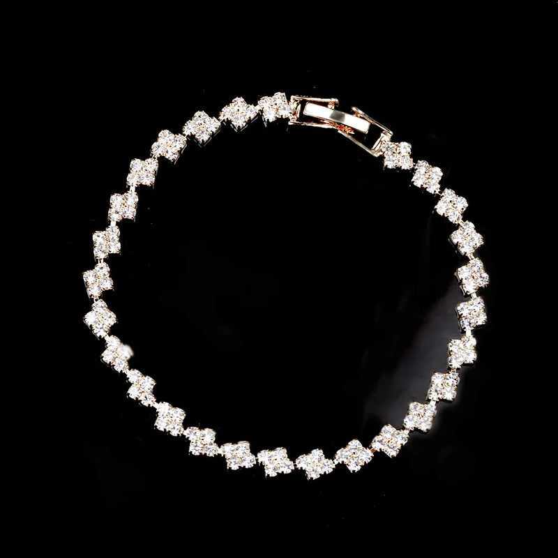 925 Silver Bracelet with 3ct AAA+ CZ, Pulseira Feminina