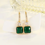 14K Yellow Gold Emerald Gemstone Earring for Women