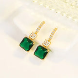 14K Yellow Gold Emerald Gemstone Earring for Women