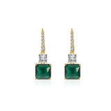 14K Yellow Gold Emerald Gemstone Earring for Women