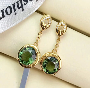 14K Garnet Drop Earrings for Women Fine Gemstone Jewelry