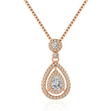 14K Rose Necklace Diamond Pendant Women Wedding