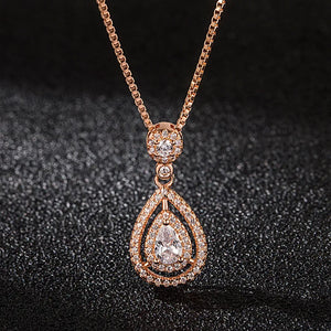 14K Rose Necklace Diamond Pendant Women Wedding