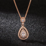 14K Rose Necklace Diamond Pendant Women Wedding