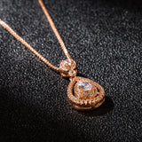 14K Rose Necklace Diamond Pendant Women Wedding