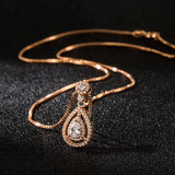 14K Rose Necklace Diamond Pendant Women Wedding