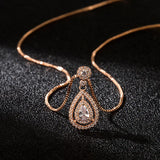 14K Rose Necklace Diamond Pendant Women Wedding