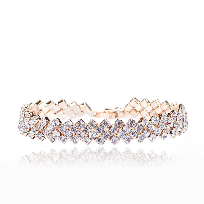 14K Rose 3AAA Cubic Zircon Bracelet for Women - Silver 925 Jewelry for Girls