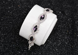 14K Rose Amethyst Bracelet Silver Chain & Link Party Jewelry