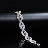14K Rose Amethyst Bracelet Silver Chain & Link Party Jewelry