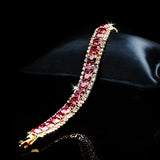 Red Ruby Gemstone Charm Bracelet Women 925 Silver Jewelry Girls Box