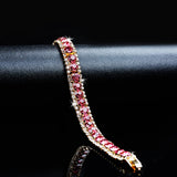 Red Ruby Gemstone Charm Bracelet Women 925 Silver Jewelry Girls Box