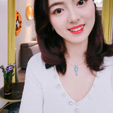925 Silver Sapphire Necklace Pendant for Women Gemstone Jewelry