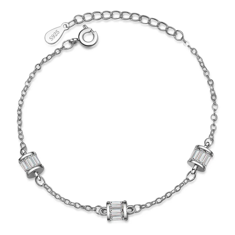 925 Silver Wedding Bracelet 2 Carats Diamond Charm Jewelry