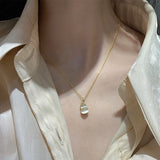 14K Geometric Jade Pendant Necklace for Women Bohemian Gemstone Jewelry