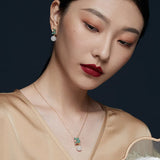 14K 45cm Pearl Necklace Geometric Bohemia Yellow Pendant Women Jewelry