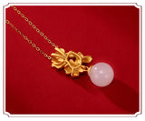 14K 45cm Pearl Necklace Geometric Bohemia Yellow Pendant Women Jewelry