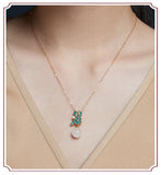 14K 45cm Pearl Necklace Geometric Bohemia Yellow Pendant Women Jewelry
