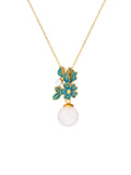 14K 45cm Pearl Necklace Geometric Bohemia Yellow Pendant Women Jewelry