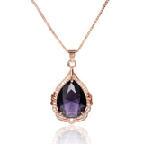 Real 14K Rose Necklace Pendant for Women Amethyst Bijoux Pendant