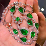 S925 Sterling Silver Emerald Pendant Bohemia Jewelry