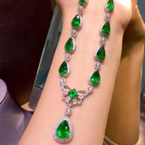 S925 Sterling Silver Emerald Pendant Bohemia Jewelry