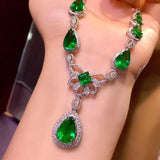 S925 Sterling Silver Emerald Pendant Bohemia Jewelry
