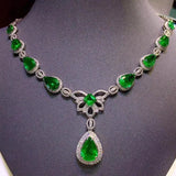 S925 Sterling Silver Emerald Pendant Bohemia Jewelry