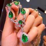 S925 Sterling Silver Emerald Pendant Bohemia Jewelry