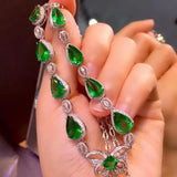 S925 Sterling Silver Emerald Pendant Bohemia Jewelry