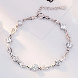 Real Silver 925 Amethyst Charm Bracelet 17-19cm Bohemia Party Wedding