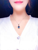 S925 Sapphire Pendant Necklace for Women Bohemia Collar