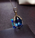 S925 Sapphire Pendant Necklace for Women Bohemia Collar