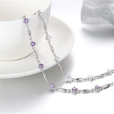 S925 Silver Bracelet for Women with Amethyst Charm