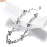 S925 Silver Bracelet for Women with Amethyst Charm