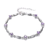 S925 Silver Bracelet for Women with Amethyst Charm