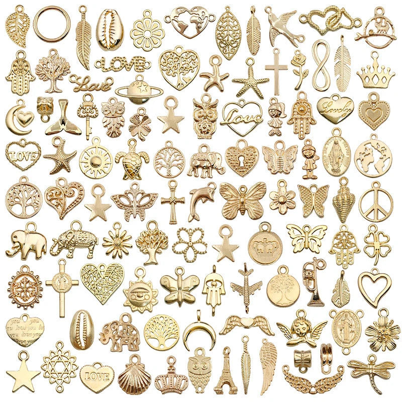 100pcs Mixed Animal Heart Charms for Bracelet Necklace Making