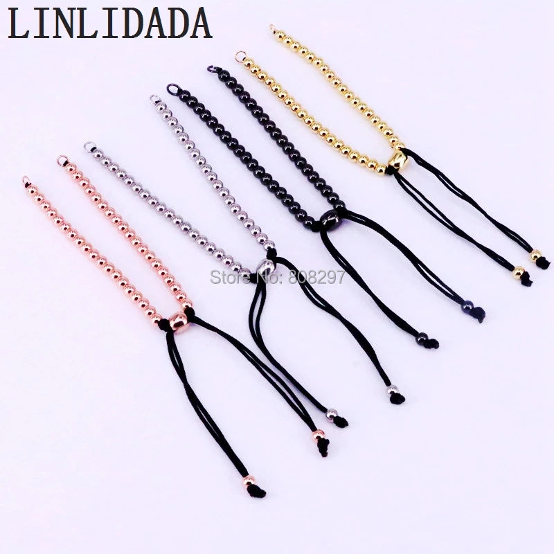 10Pcs Copper Beads Woven Macrame Charm Bracelet Bangles